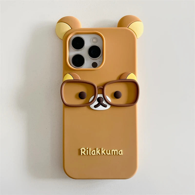 Cute Bear Wear Glasses Phone Case For iPhone 12,13,14,15,16