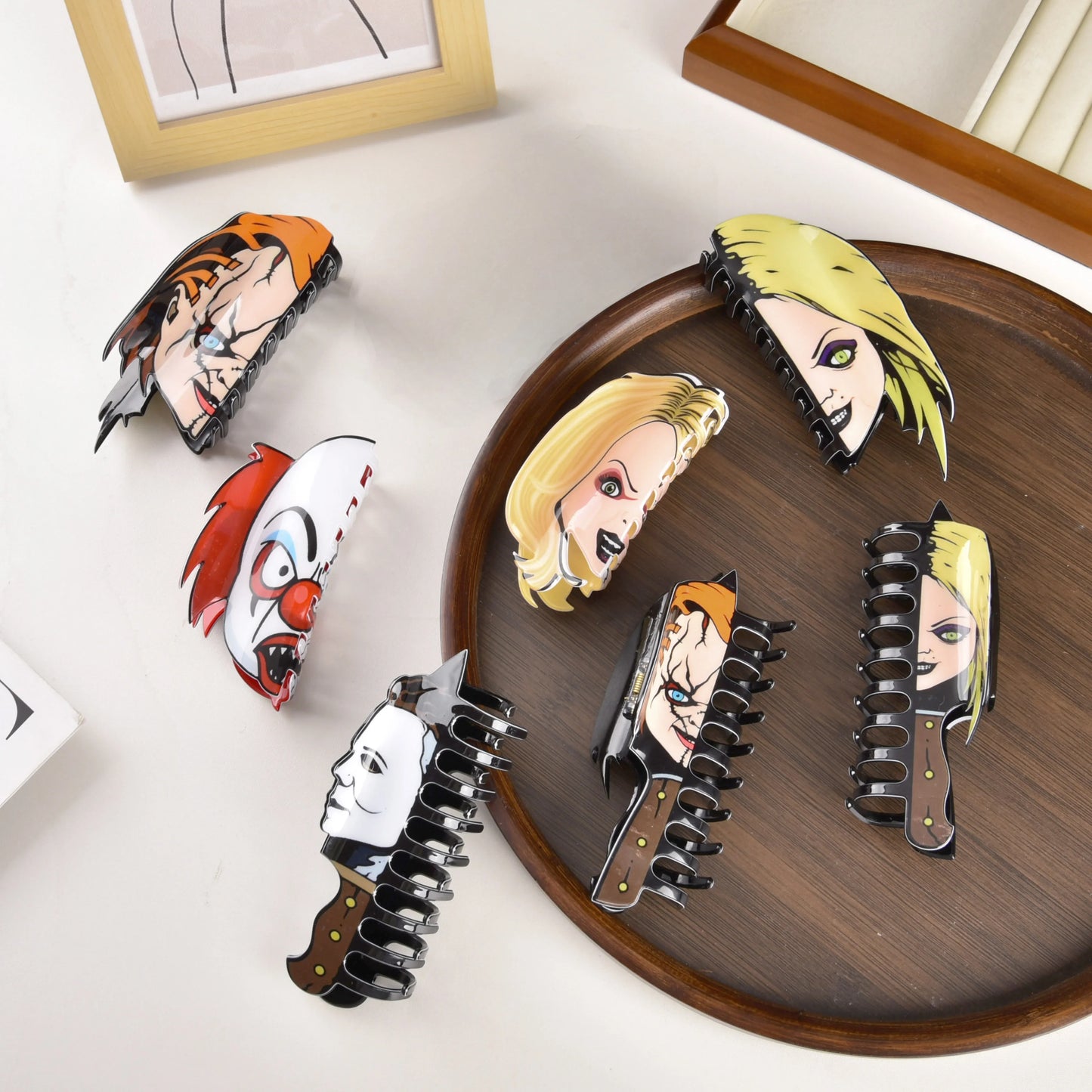 Horror Series half face Hair Claw clips