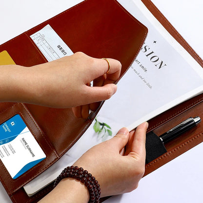 Texture PU Leather Multi-Functional A4 Folder