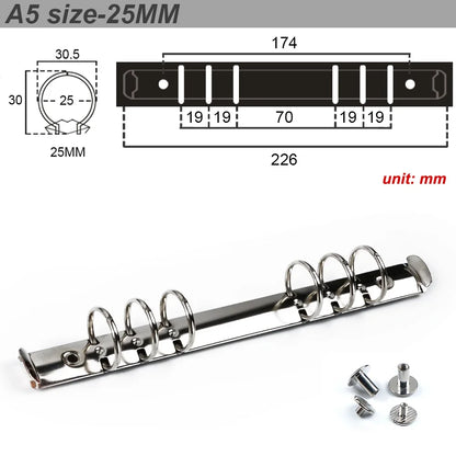 Moterm A5 Size Metal Spiral Rings Binder Clip