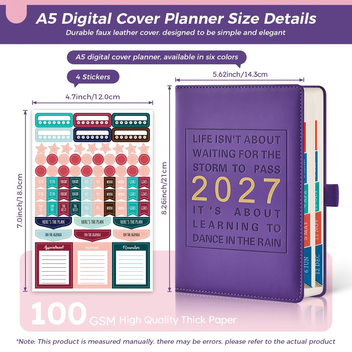2027 Hardcover Monthly Daily Planner Calendar