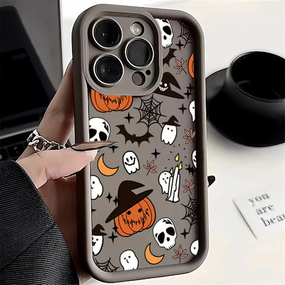 Halloween Pumpkin Ghost Silicone Case For iPhone 11,12,13,14,15,16,17