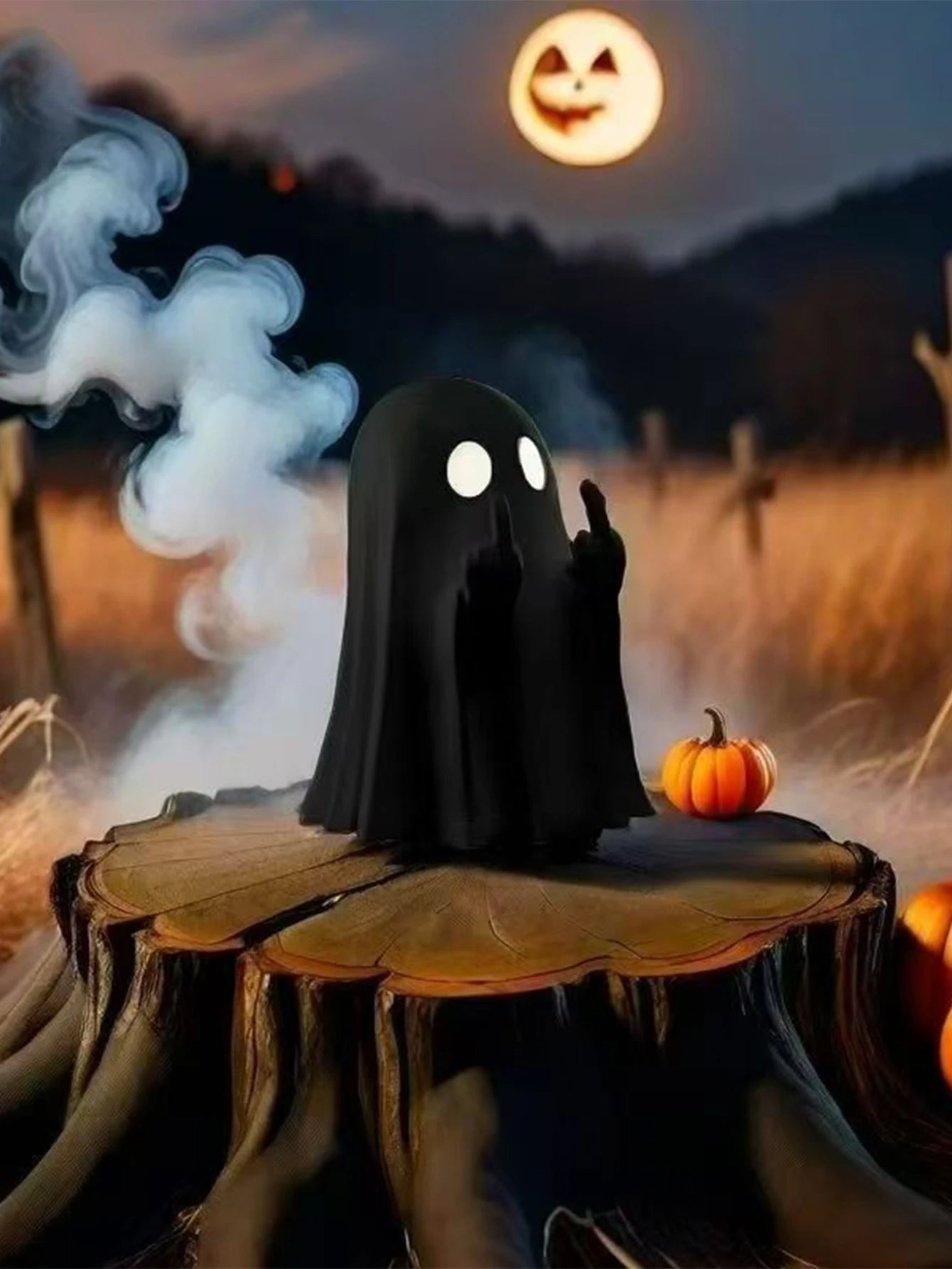 Middle finger ghost statue