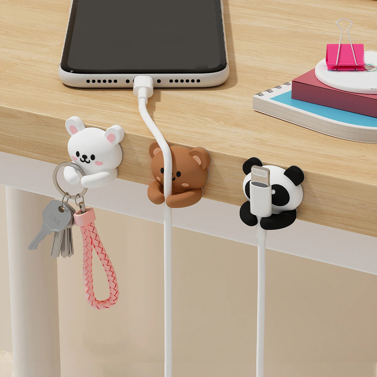 2/3pcs Cute Cartoon Desktop Cable Organizers