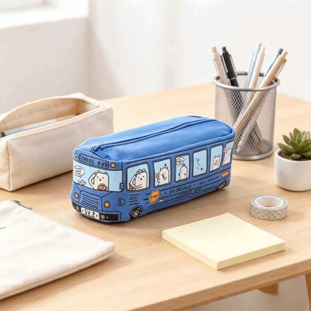 Large Capacity School Bus Pencil Case