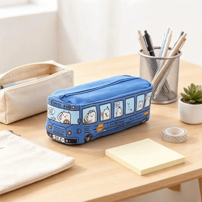 Large Capacity School Bus Pencil Case