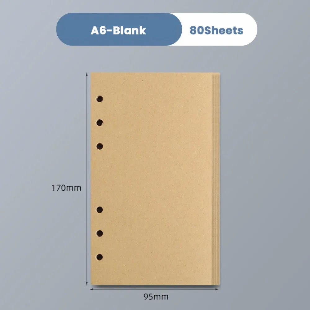 80 Sheets A5/A6/A7 Horizontal Line/Blank Notebook Refill Paper