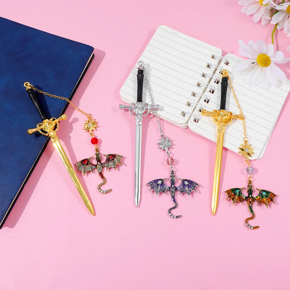 Four Wing Dragon Metal Pendant Bookmark