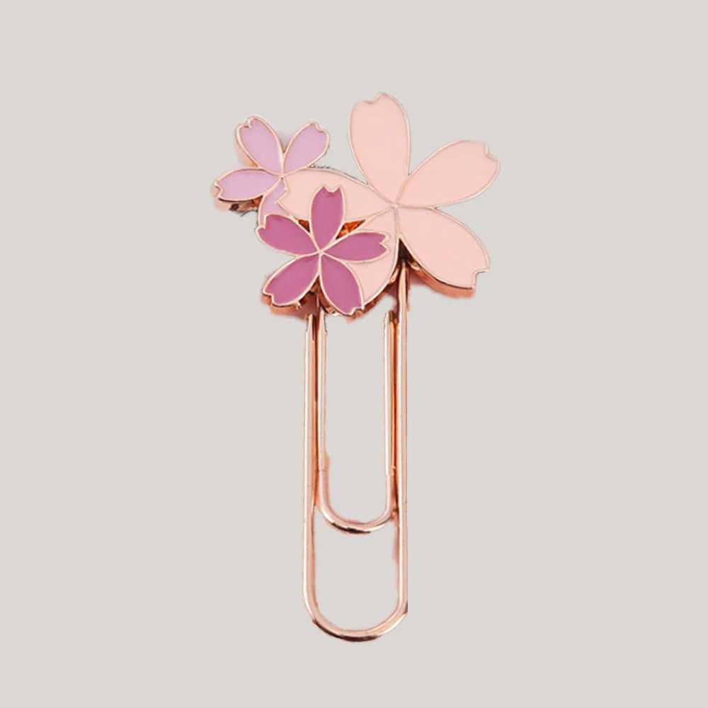 1pc pink Sakura Flowers Metal Bookmark