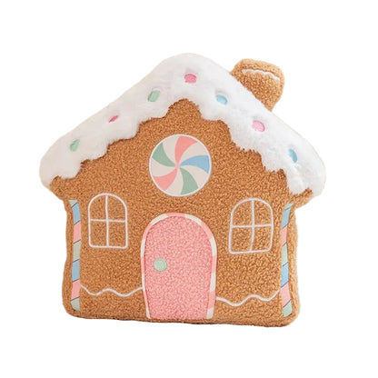 Christmas Gingerbread Man, House, Candy Cane Throw Pillow