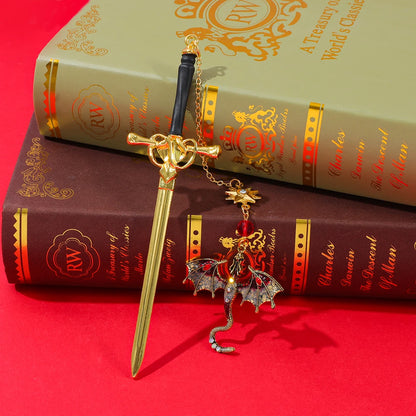 Four Wing Dragon Metal Pendant Bookmark