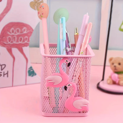 Square Pink Flamingo Pen Holder