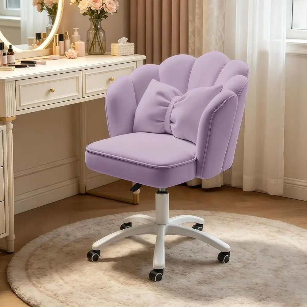 Velvet Petal Desk Chair with Bow