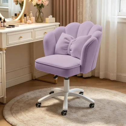Velvet Petal Desk Chair with Bow
