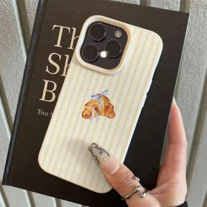 A Striped Croissant-Patterned IPhone 13,14,15,16,17 Case