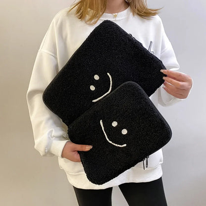 11/13Inch smiley face Plush Laptop Carrying Sleeve case
