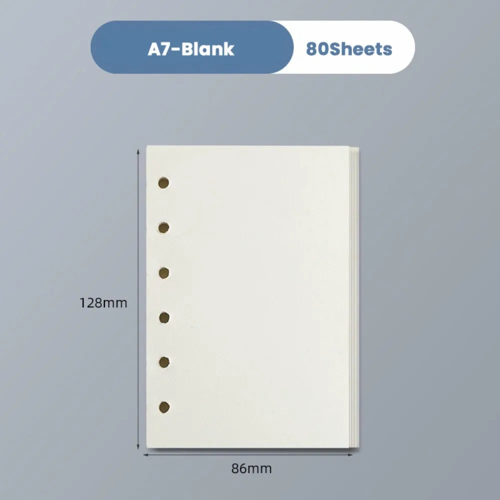 80 Sheets A5/A6/A7 Horizontal Line/Blank Notebook Refill Paper