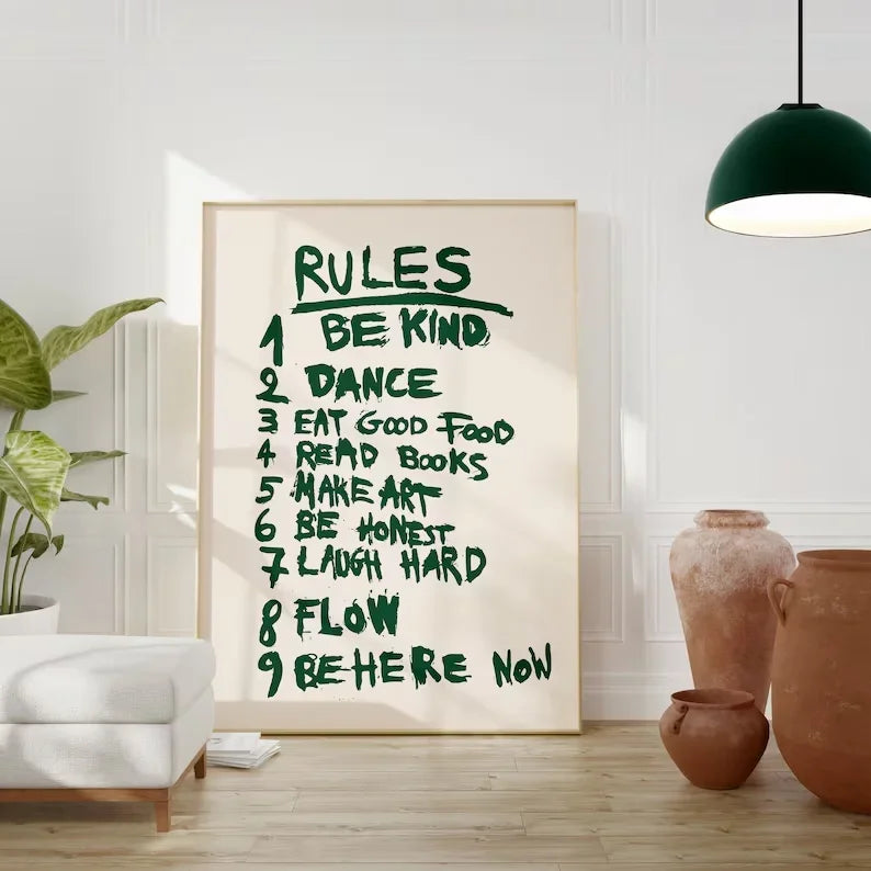 Room Rules Regulations Poster Canvas Wall Art