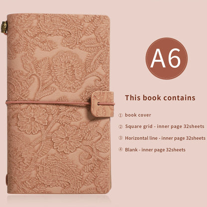 A6 Vintage Embossed Lace Strap Notebook