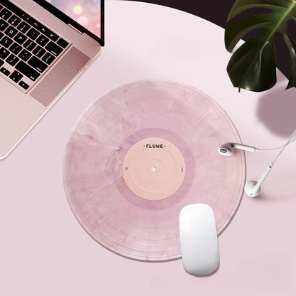 Round pink vinyl record mouse pad