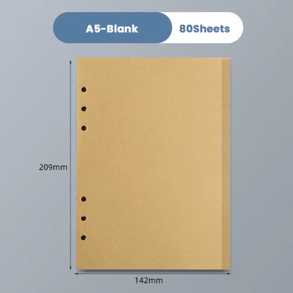 80 Sheets A5/A6/A7 Horizontal Line/Blank Notebook Refill Paper