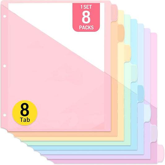 8pcs Dividers for 3 Ring Binder with Pocket
