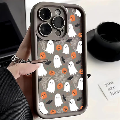 Halloween Pumpkin Ghost Silicone Case For iPhone 11,12,13,14,15,16,17