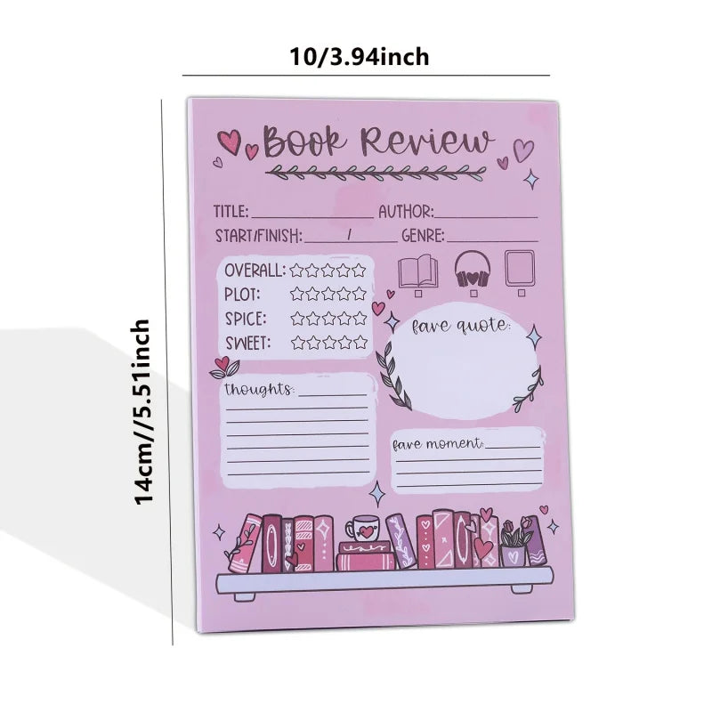 2 Pcs Fun Book Review Notepad