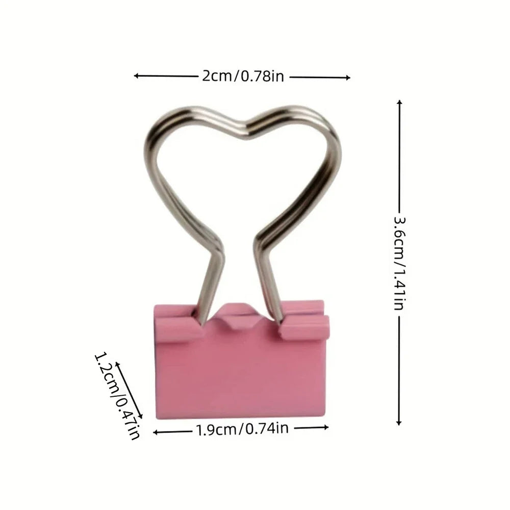 10/20pcs Heart Pink Binder Clips