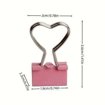 10/20pcs Heart Pink Binder Clips