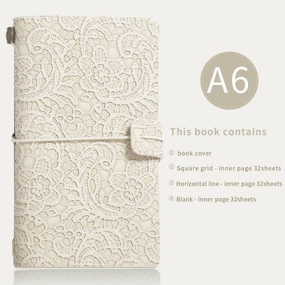 A6 Vintage Embossed Lace Strap Notebook