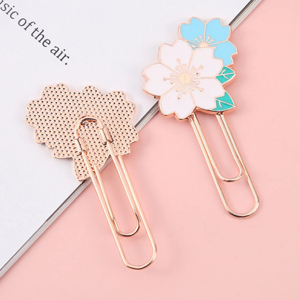 1pc pink Sakura Flowers Metal Bookmark
