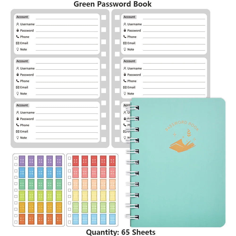 65 sheets Simple Coil Password Book