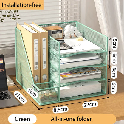 Multi slot metal office desk file rack
