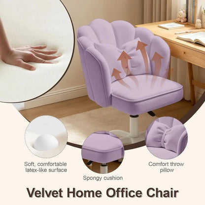 Velvet Petal Desk Chair with Bow