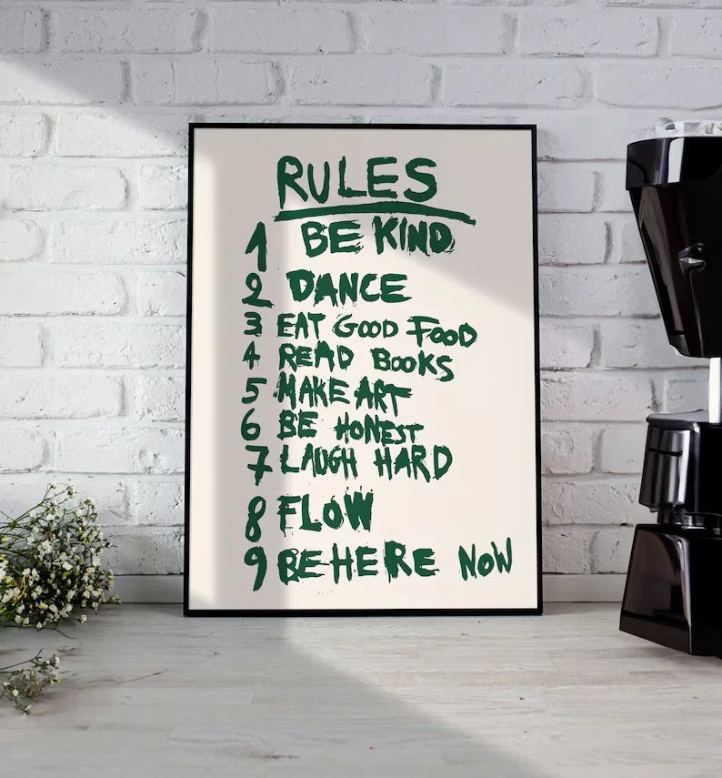 Room Rules Regulations Poster Canvas Wall Art
