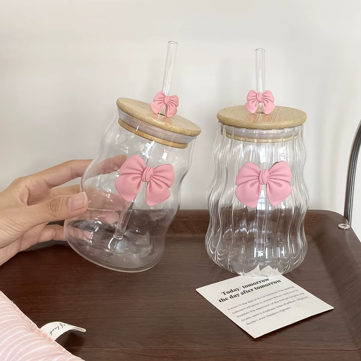 1Pc Elegant Bow-Knot Glass Cup