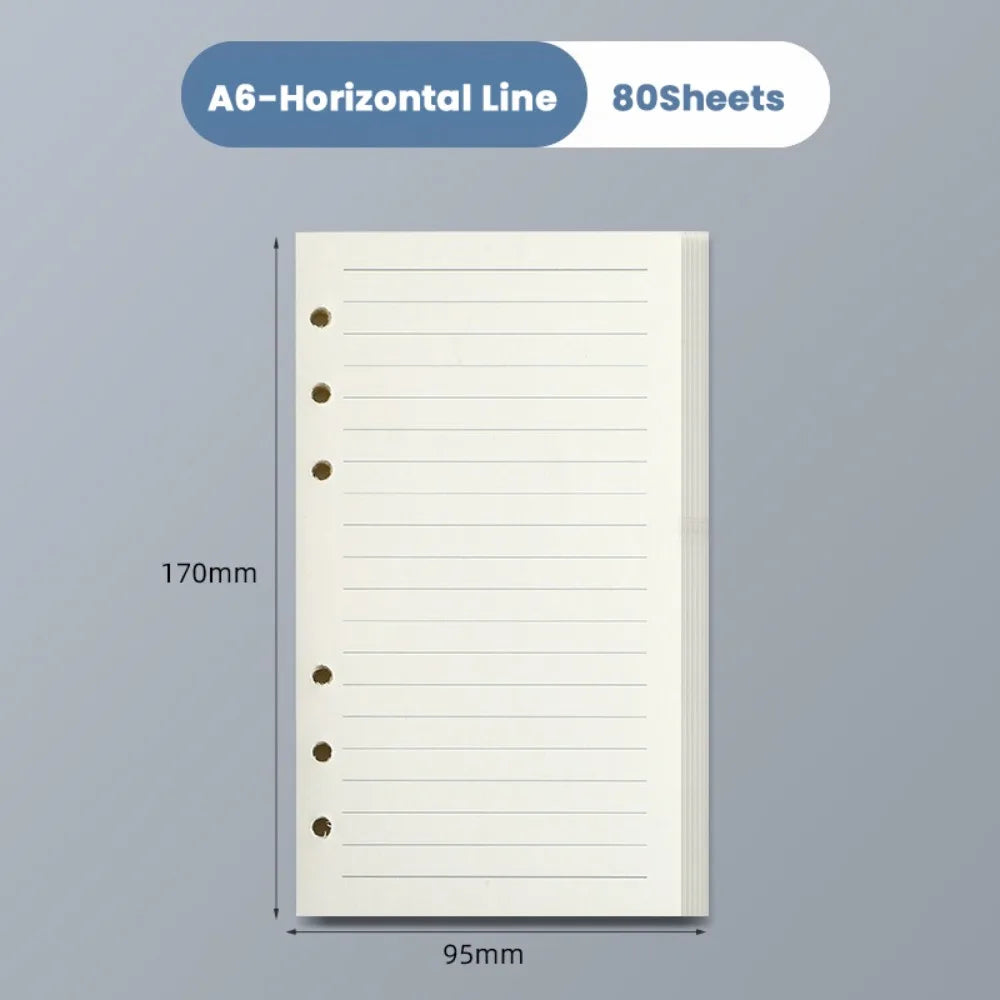 80 Sheets A5/A6/A7 Horizontal Line/Blank Notebook Refill Paper