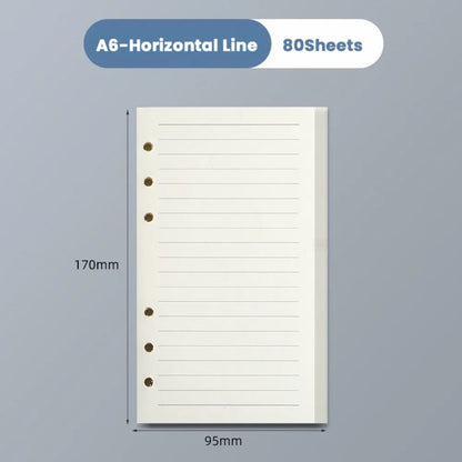 80 Sheets A5/A6/A7 Horizontal Line/Blank Notebook Refill Paper