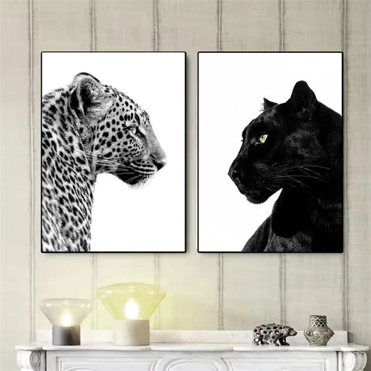 Black And White Leopard And Panther Wall Art