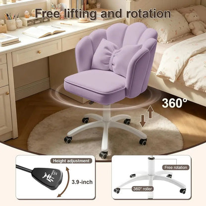 Velvet Petal Desk Chair with Bow