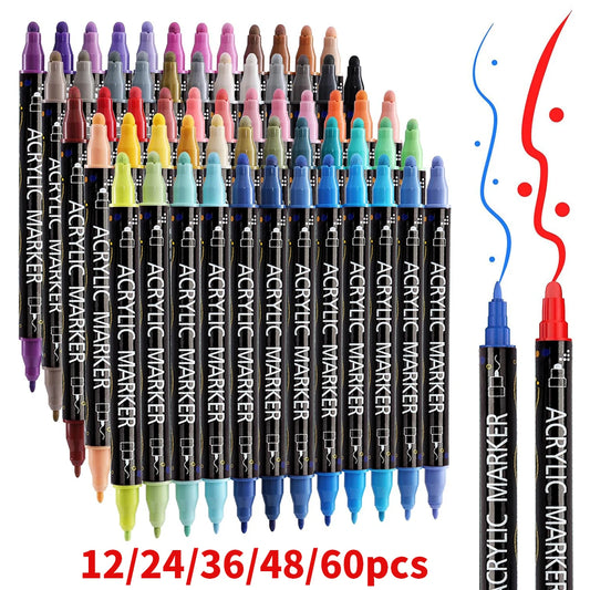 12/24/36/48/60 Colors Dual Tip Acrylic Paint Markers