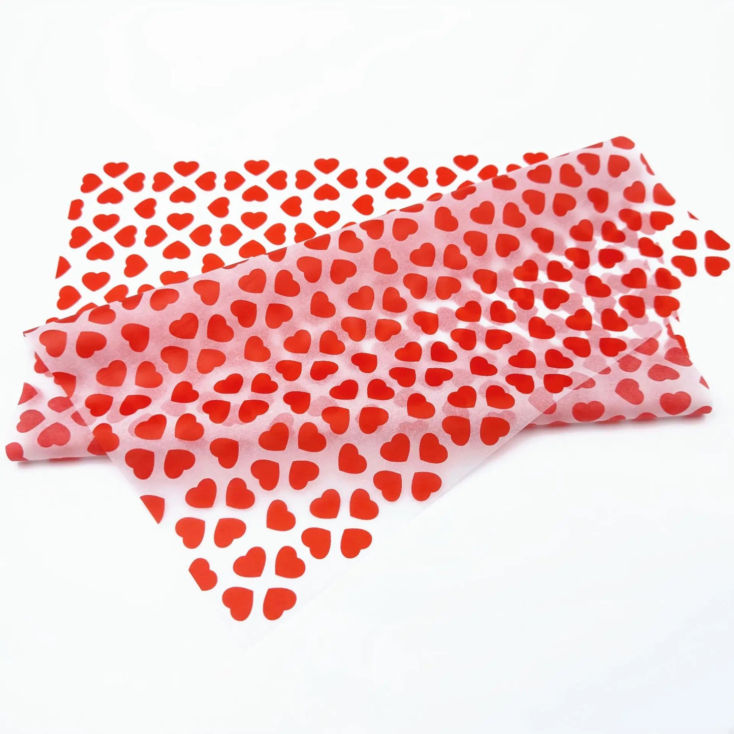50 Sheets Red Heart Pattern Tissue Paper, 50.8x35.56 cm