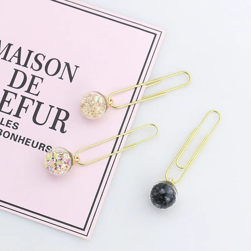 5 Pcs/Set Crystal Ball Paper Clip bookmark