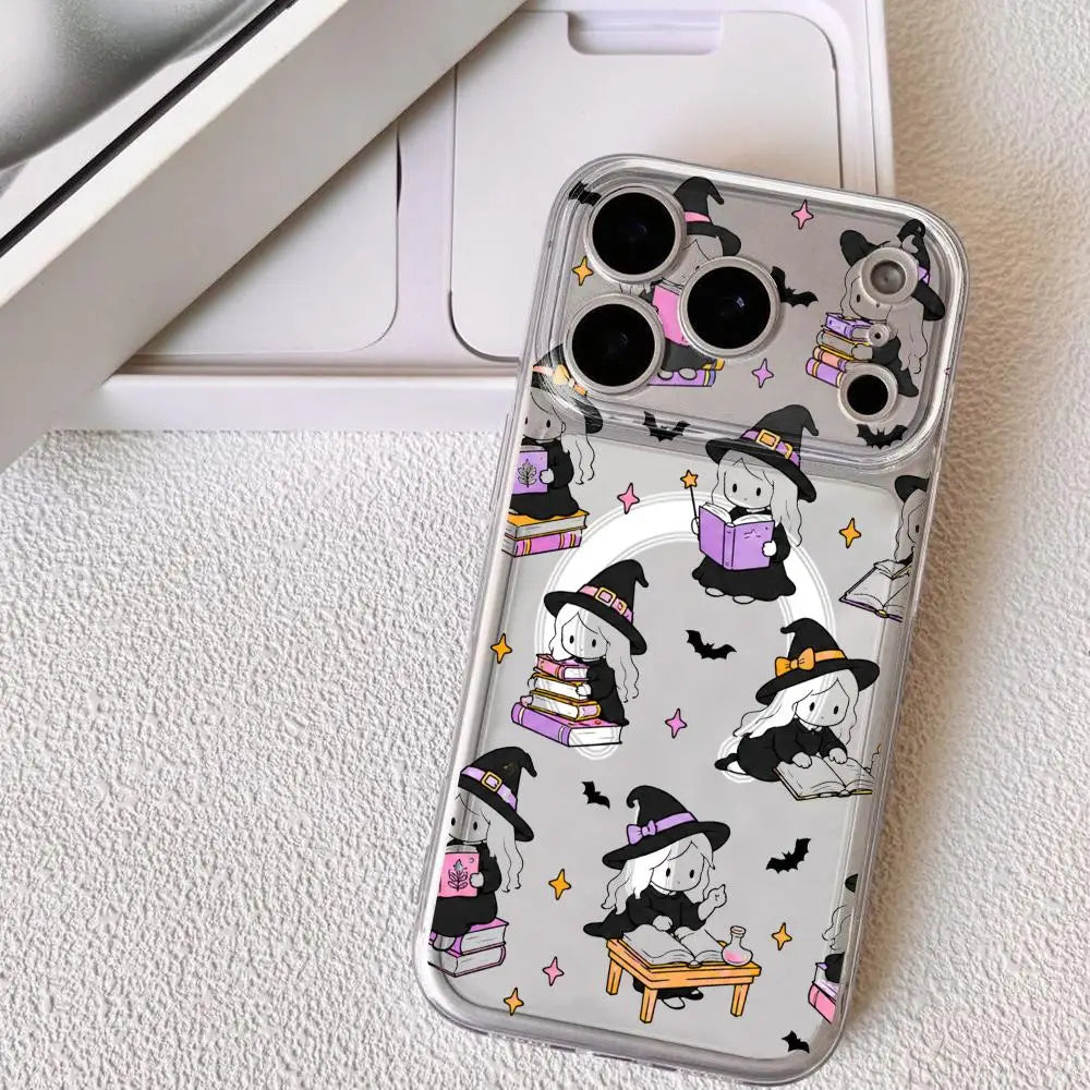 Halloween witchy Magnetic Clear Case For IPhone 11,12,13,14,15,15,16,17