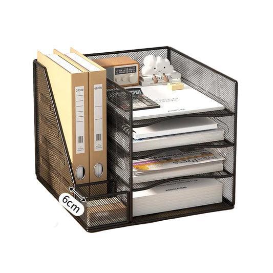 Multi slot metal office desk file rack