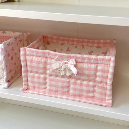 Bow embroidery designed Storage Basket