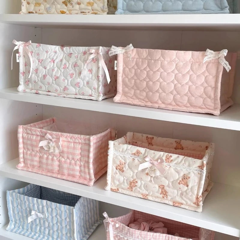 Bow embroidery designed Storage Basket