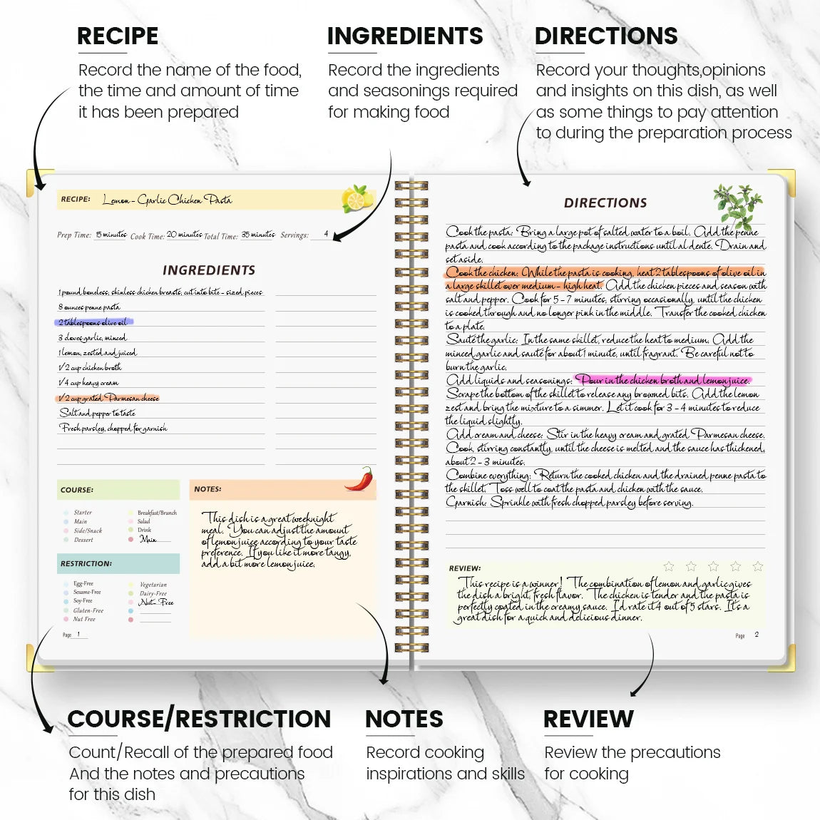 Hardcover 80 page Recipe Book