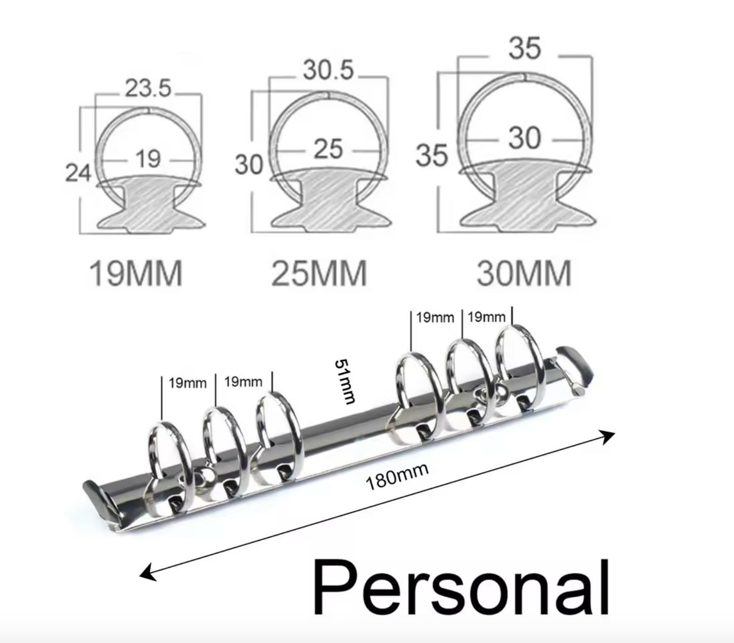 Moterm Personal/ PW Size Metal Spiral Rings Binder Clip